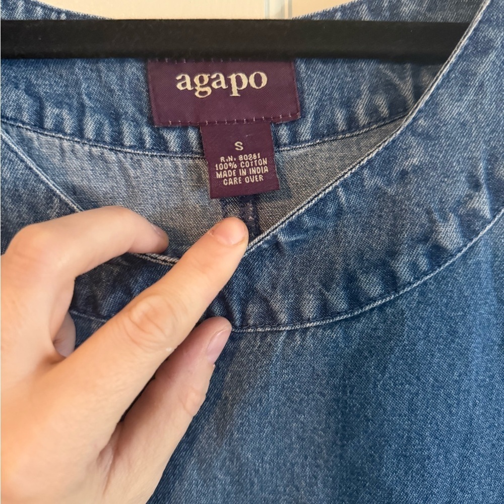 Agapo Vintage 90s Flower Blue Denim Dress, Size S - Picture 4 of 10